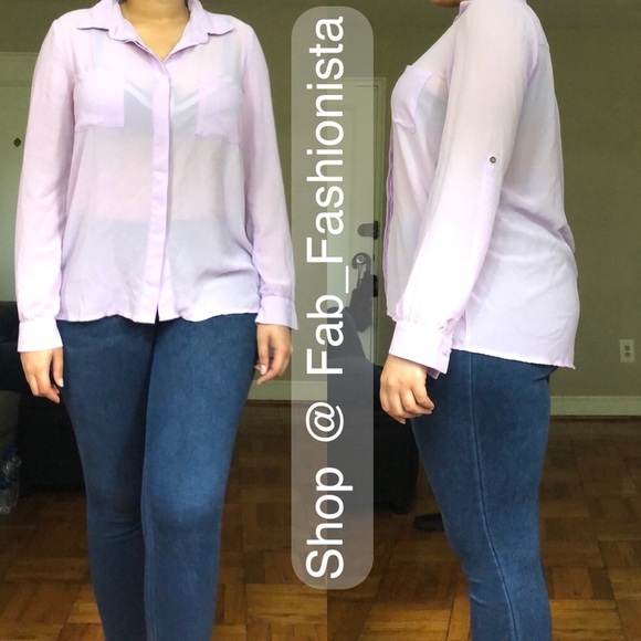 🧸 Forever 21 lilac button up - Picture 3 of 4